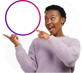 Woman pointing to circle - mobile